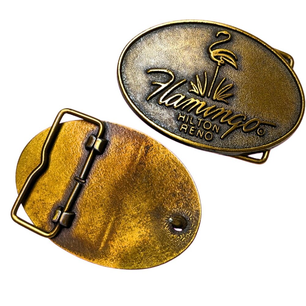 Vintage Belt Buckle Hotel Casino Flamingo Hilton Hotel Reno Nevada Promotional